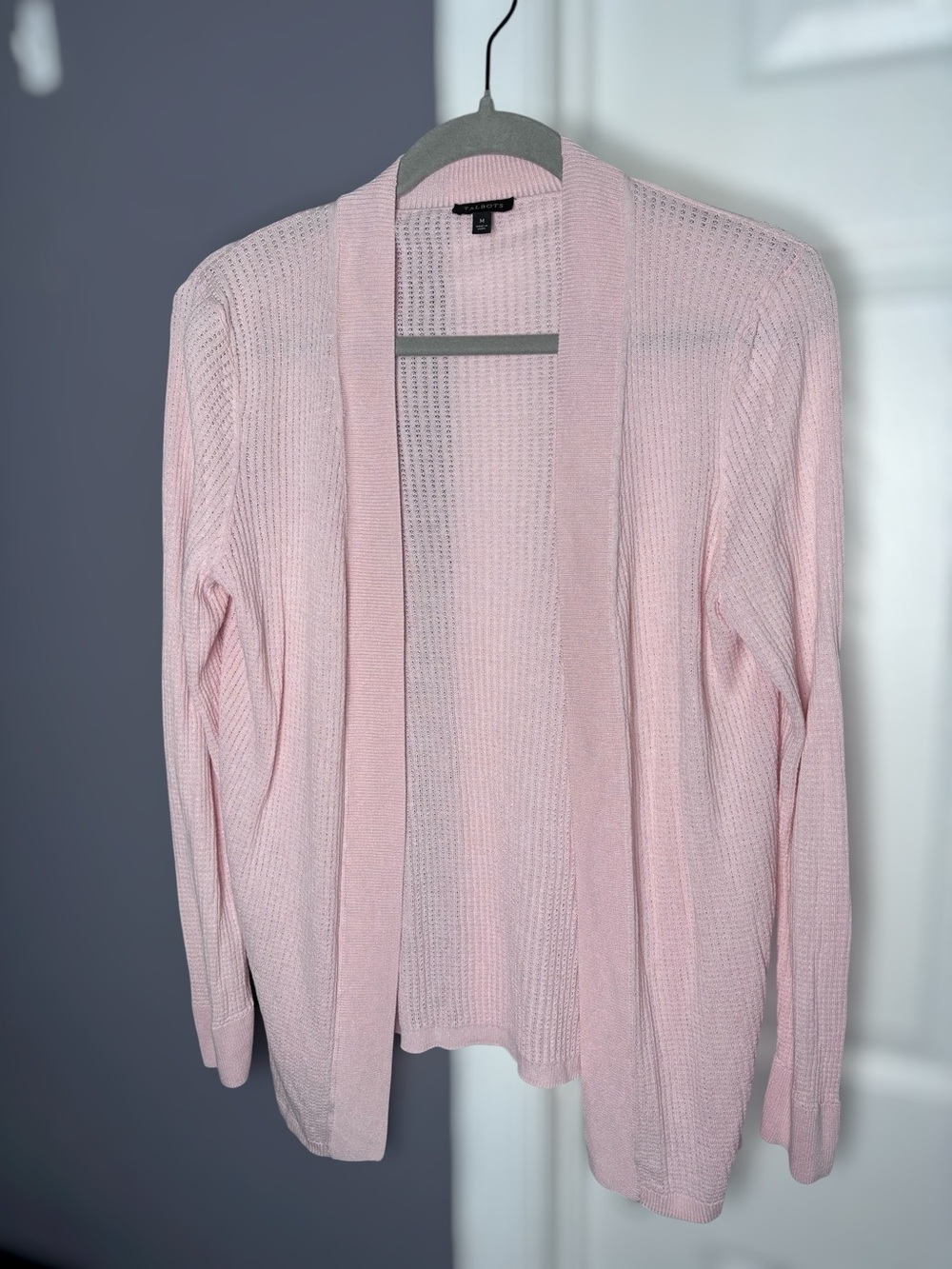 Talbots Light Pink Open Front Knit Cardigan M